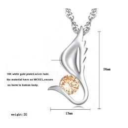 Collana In Titanio Placcato Platino Con Diamante A Forma Di Ala Femminile, Regina Della Qualità