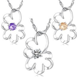 Ampia Varietà Di Collana Da Donna In Titanio Placcato Platino Viola Con Diamante