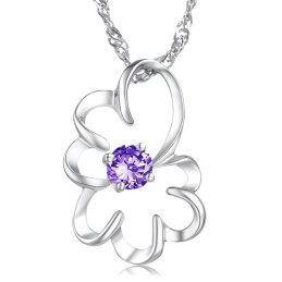 Ampia Varietà Di Collana Da Donna In Titanio Placcato Platino Viola Con Diamante