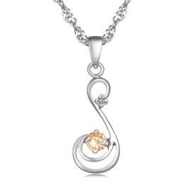 Collana Da Donna In Titanio Placcato Platino Con Diamante, Qualità E Quantità Garantite