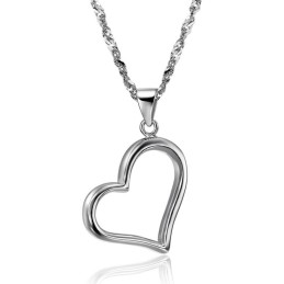 Collana Con Ciondolo A Forma Di Cuore In Titanio Placcato In Platino, Completa Nelle Specifiche