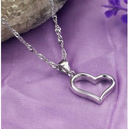 Collana Con Ciondolo A Forma Di Cuore In Titanio Placcato In Platino, Completa Nelle Specifiche