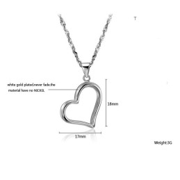 Collana Con Ciondolo A Forma Di Cuore In Titanio Placcato In Platino, Completa Nelle Specifiche