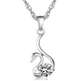 Collana In Titanio Placcato Platino A Forma Di Cigno Da Donna, Con Reputazione Affidabile E Diamante