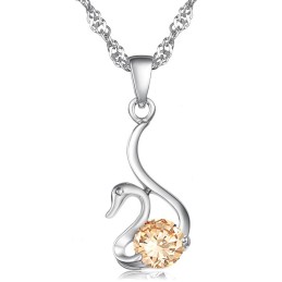Collana In Titanio Placcato Platino A Forma Di Cigno Da Donna, Con Reputazione Affidabile E Diamante
