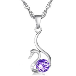 Collana In Titanio Placcato Platino A Forma Di Cigno Da Donna, Con Reputazione Affidabile E Diamante
