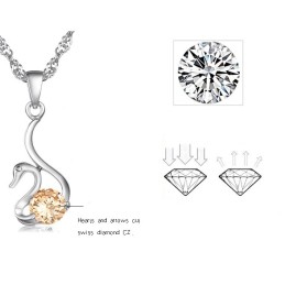 Collana In Titanio Placcato Platino A Forma Di Cigno Da Donna, Con Reputazione Affidabile E Diamante