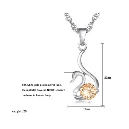 Collana In Titanio Placcato Platino A Forma Di Cigno Da Donna, Con Reputazione Affidabile E Diamante