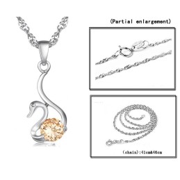 Collana In Titanio Placcato Platino A Forma Di Cigno Da Donna, Con Reputazione Affidabile E Diamante