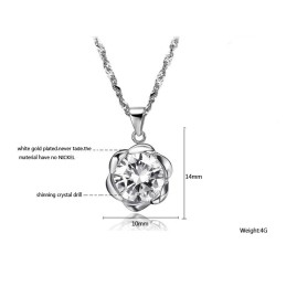 Collana In Titanio Placcato Platino A Forma Di Rosa Da Donna, Di Qualità Stabile