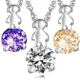 Collana Da Donna In Titanio Placcato Platino Con Diamante, Durevole Nell'Uso