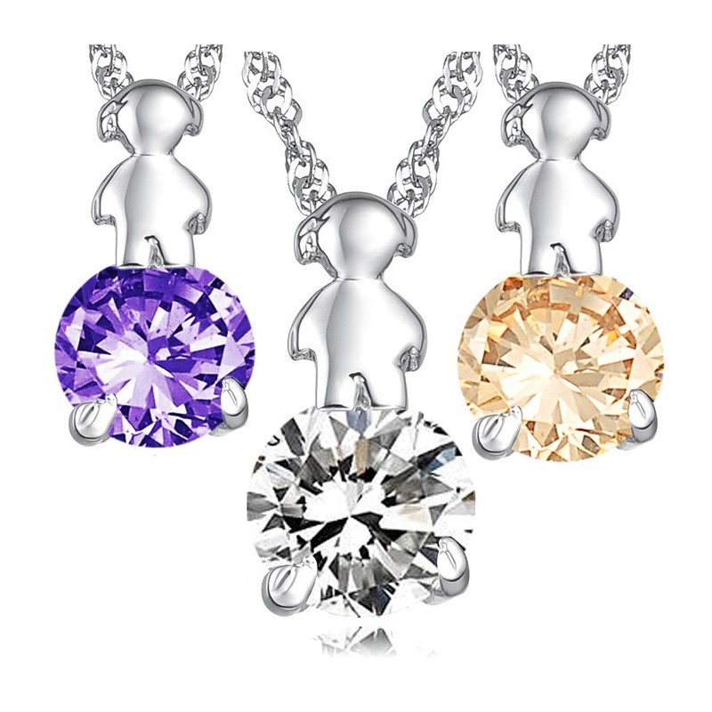 Collana Da Donna In Titanio Placcato Platino Con Diamante, Durevole Nell'Uso Collana Da Donna In Titanio Placcato Platino Con Diamante, Durevole Nell'Uso