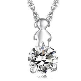 Collana Da Donna In Titanio Placcato Platino Con Diamante, Durevole Nell'Uso