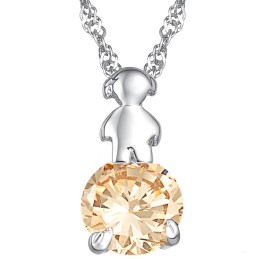 Collana Da Donna In Titanio Placcato Platino Con Diamante, Durevole Nell'Uso