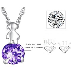 Collana Da Donna In Titanio Placcato Platino Con Diamante, Durevole Nell'Uso