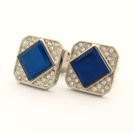 Gemelli Quadrati In Titanio Con Cristallo Blu E Diamanti
