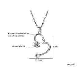 Collana Da Donna In Titanio Placcato Platino Con Strass, Qualità E Quantità Garantite