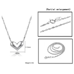 Collana In Titanio Placcato Platino Con Ciondolo A Forma Di Cuore Da Donna Di Eccellente Qualità
