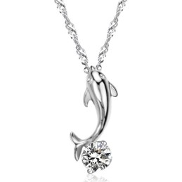 Collana In Titanio Placcato In Platino Con Diamante A Forma Di Delfino Da Donna, Con Garanzia Di Qualità E Quantità