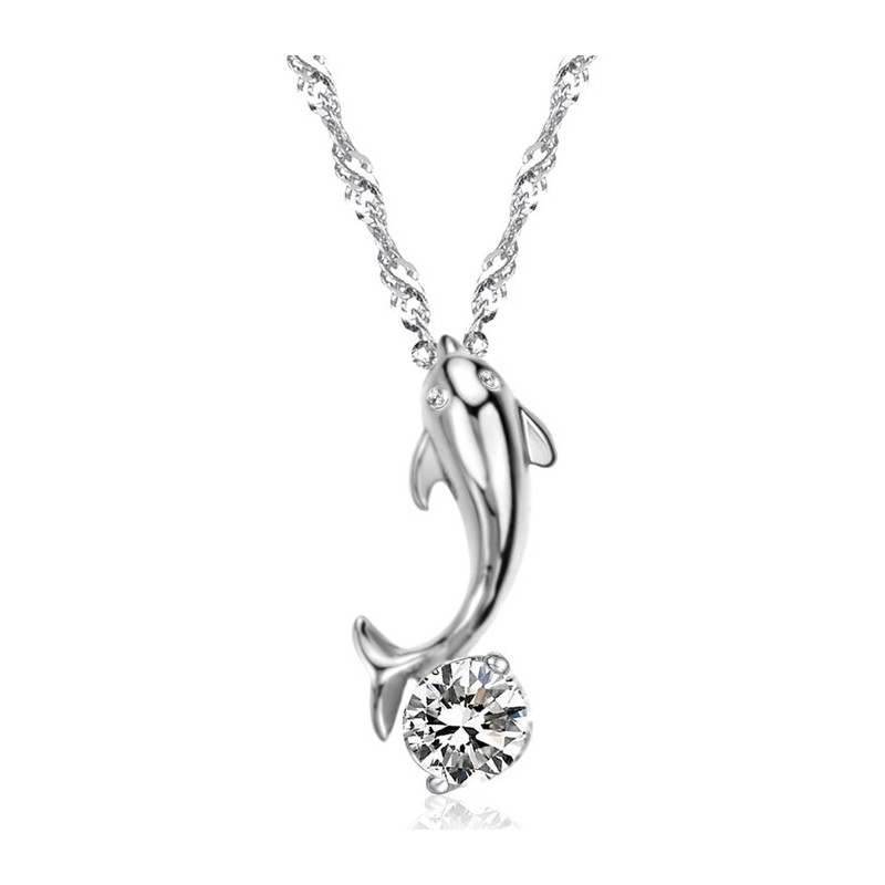 Collana In Titanio Placcato In Platino Con Diamante A Forma Di Delfino Da Donna, Con Garanzia Di Qualità E Quantità Collana In Titanio Placcato In Platino Con Diamante A Forma Di Delfino Da Donna, Con Garanzia Di Qualità E Quantità