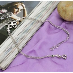 Cavigliera Da Donna In Titanio Placcato In Platino A Forma Di Trifoglio, Qualità E Quantità Garantite