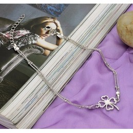 Cavigliera Da Donna In Titanio Placcato In Platino A Forma Di Trifoglio, Qualità E Quantità Garantite