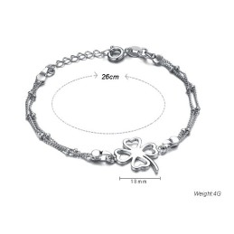 Cavigliera Da Donna In Titanio Placcato In Platino A Forma Di Trifoglio, Qualità E Quantità Garantite