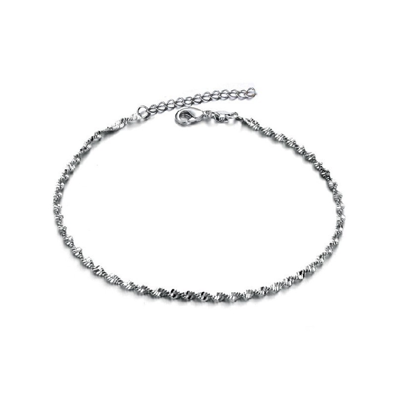 Cavigliera Da Donna In Titanio Placcato In Platino Di Fama Mondiale Cavigliera Da Donna In Titanio Placcato In Platino Di Fama Mondiale