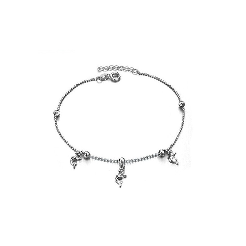 Cavigliera In Titanio Placcata In Platino A Forma Di Delfino Da Donna Di Alta Qualità Cavigliera In Titanio Placcata In Platino A Forma Di Delfino Da Donna Di Alta Qualità