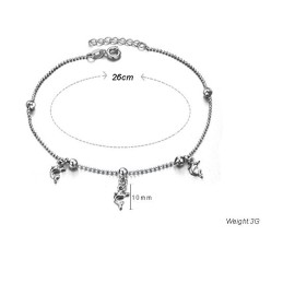 Cavigliera In Titanio Placcata In Platino A Forma Di Delfino Da Donna Di Alta Qualità