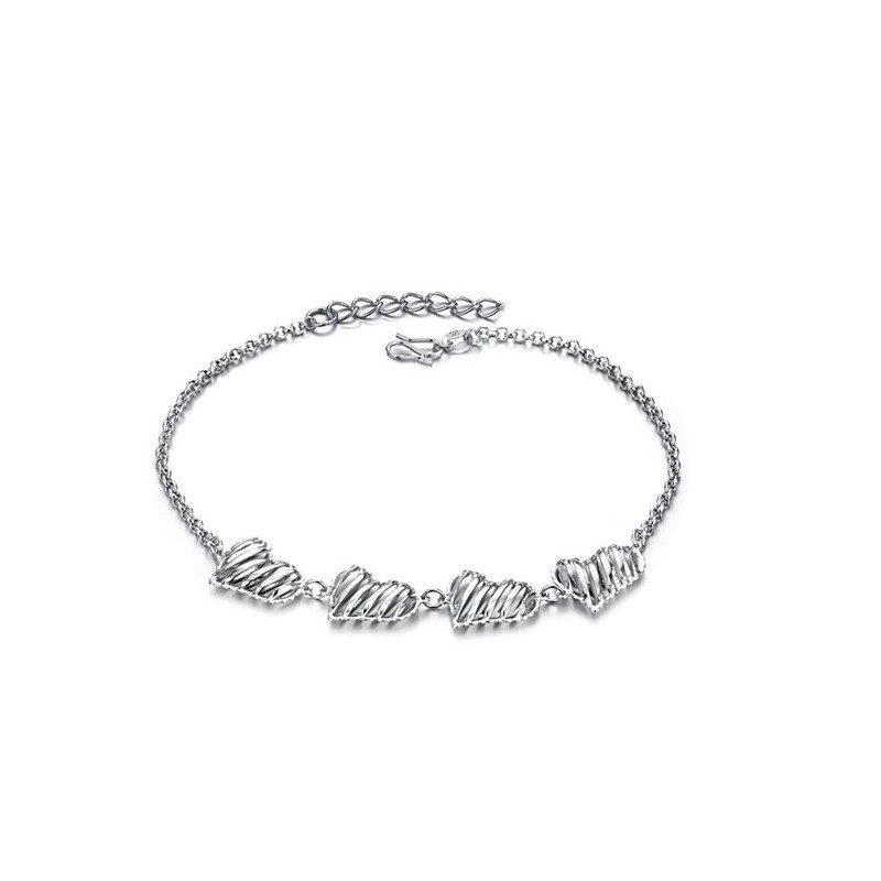 Cavigliera Da Donna Di Eccellente Qualità Con Placcatura In Platino E Titanio A Forma Di Cuore Cavo Cavigliera Da Donna Di Eccellente Qualità Con Placcatura In Platino E Titanio A Forma Di Cuore Cavo