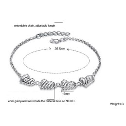 Cavigliera Da Donna Di Eccellente Qualità Con Placcatura In Platino E Titanio A Forma Di Cuore Cavo