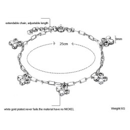La Regina Della Cavigliera Di Qualità In Titanio Placcato Platino A Forma Di Trifoglio Da Donna