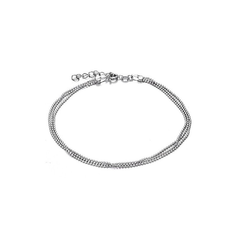 Cavigliera Da Donna In Titanio Placcato Platino Di Alta Qualità Con Perline Cavigliera Da Donna In Titanio Placcato Platino Di Alta Qualità Con Perline