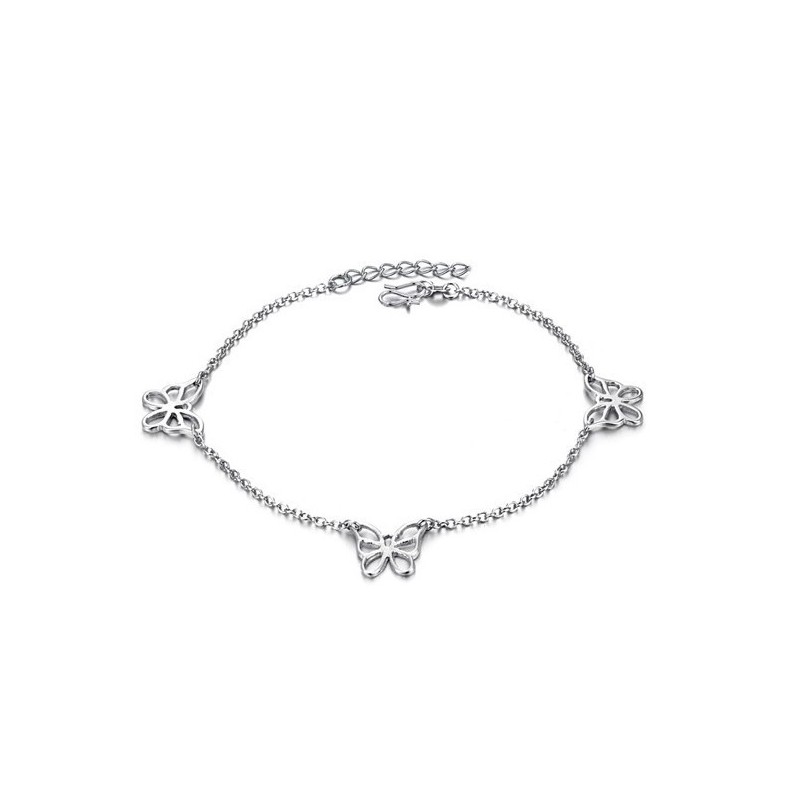 Cavigliera Da Donna In Titanio Placcato In Platino Con Motivo A Farfalla, Qualità E Quantità Garantite Cavigliera Da Donna In Titanio Placcato In Platino Con Motivo A Farfalla, Qualità E Quantità Garantite