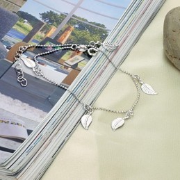 Cavigliera In Titanio Placcata In Platino A Forma Di Foglia Femminile Di Eccellente Qualità
