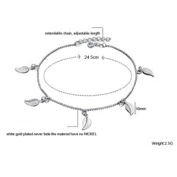 Cavigliera In Titanio Placcata In Platino A Forma Di Foglia Femminile Di Eccellente Qualità