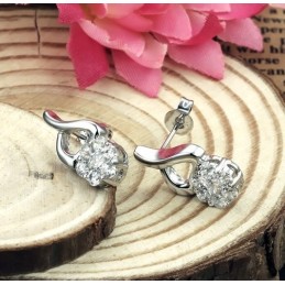 Orecchini Da Donna In Titanio Placcato In Platino Anallergico Con Diamante, Venduti Bene In Tutto Il Mondo