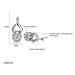 Orecchini Da Donna In Titanio Placcato In Platino Anallergico Con Diamante, Venduti Bene In Tutto Il Mondo