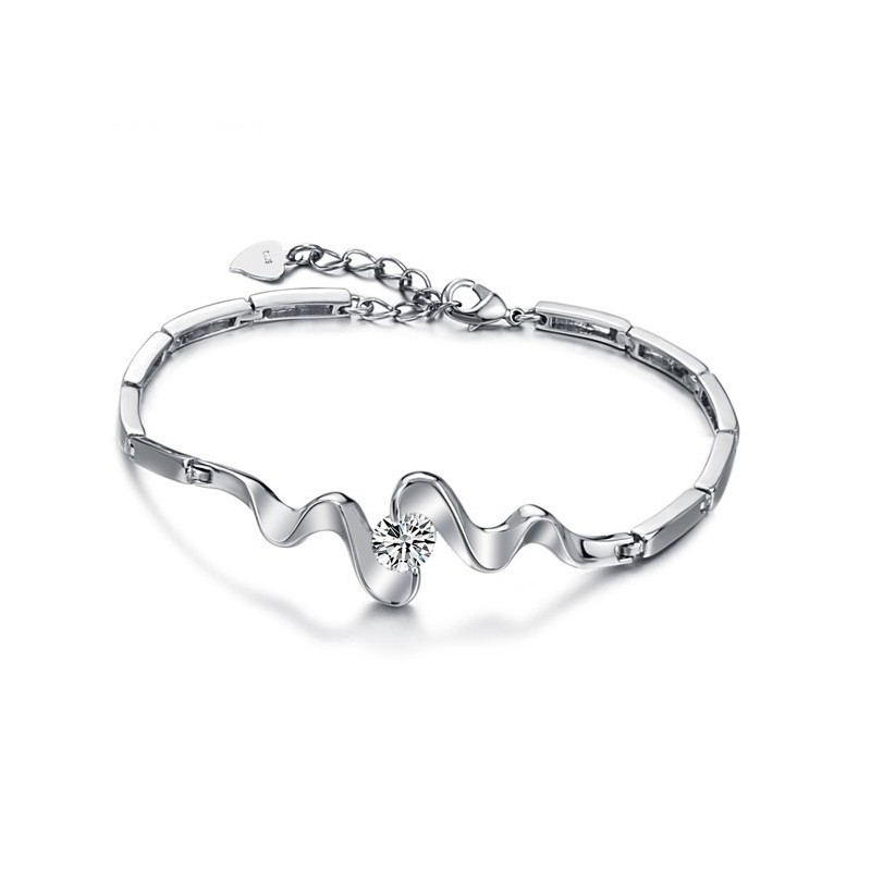 Ampia Varietà Di Bracciale Classico Da Donna In Titanio Placcato Platino Con Strass Ampia Varietà Di Bracciale Classico Da Donna In Titanio Placcato Platino Con Strass