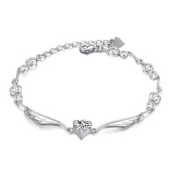 Bracciale Da Donna In Titanio Placcato Platino Di Alta Qualità Con Strass