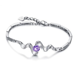 Bracciale Da Donna Di Alta Qualità In Titanio Placcato Platino Viola Con Diamante