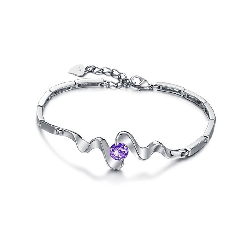 Bracciale Da Donna Di Alta Qualità In Titanio Placcato Platino Viola Con Diamante Bracciale Da Donna Di Alta Qualità In Titanio Placcato Platino Viola Con Diamante