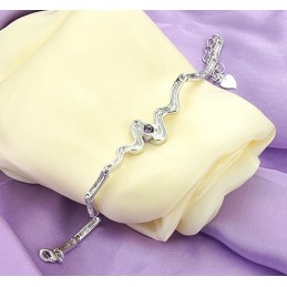 Bracciale Da Donna Di Alta Qualità In Titanio Placcato Platino Viola Con Diamante