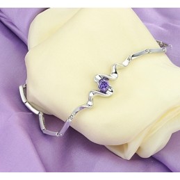 Bracciale Da Donna Di Alta Qualità In Titanio Placcato Platino Viola Con Diamante