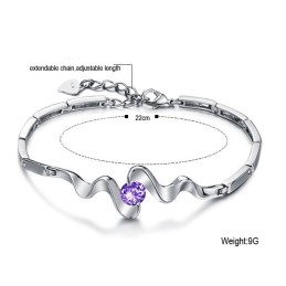 Bracciale Da Donna Di Alta Qualità In Titanio Placcato Platino Viola Con Diamante