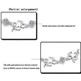 Bracciale Da Donna Di Qualità, In Titanio Placcato In Platino A Forma Di Trifoglio Con Diamante