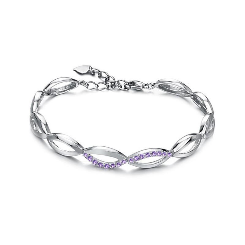 Completo Nelle Specifiche Bracciale Da Donna In Titanio Placcato Platino Con Diamante Completo Nelle Specifiche Bracciale Da Donna In Titanio Placcato Platino Con Diamante