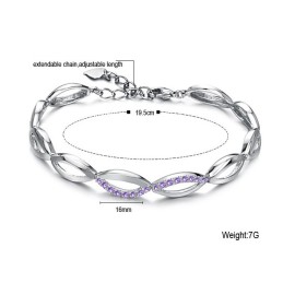Completo Nelle Specifiche Bracciale Da Donna In Titanio Placcato Platino Con Diamante