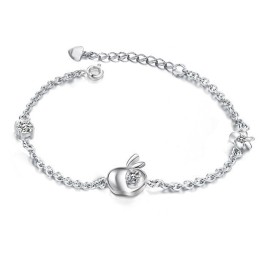 Ampia Varietà Di Bracciale Da Donna A Forma Di Mela In Titanio Placcato In Platino Con Diamante